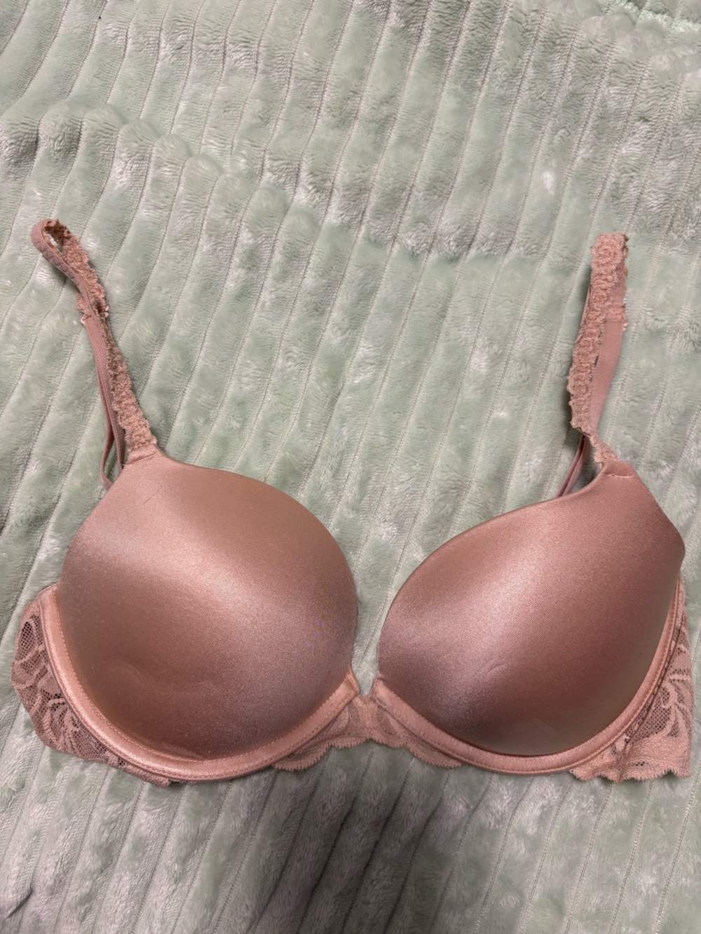 Victoria's Secret Satin Lace Push-Up Bra - Nude